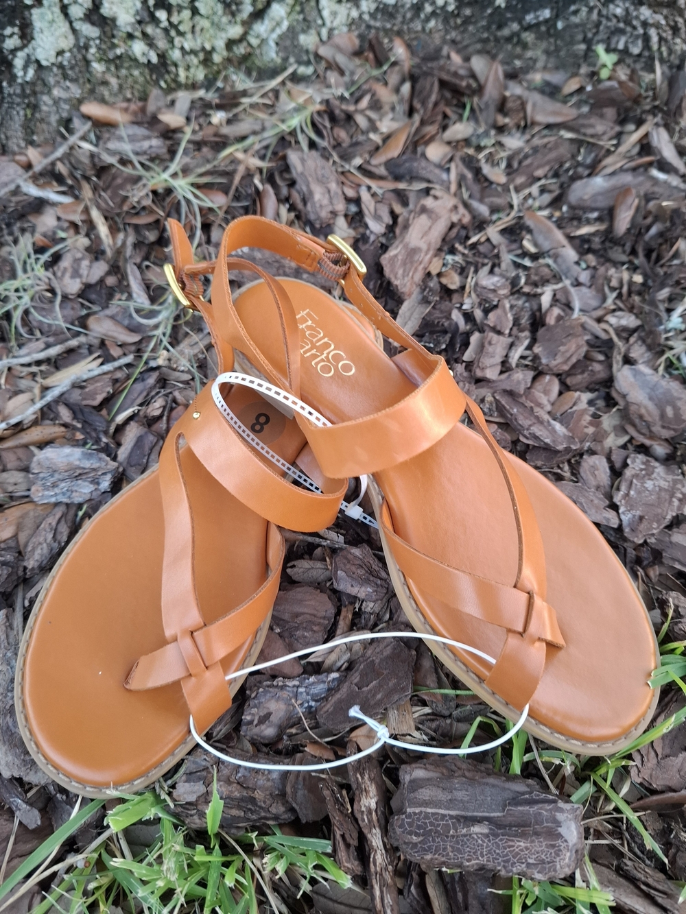 Franco Sarto Orange Leather Slingback Sandals